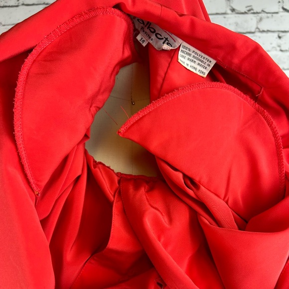 Talbots | Red Vintage Long Sleeve Polyester Midi Dress, petite, size 14P - Picture 13 of 14